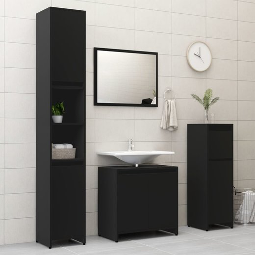 Badmbel-Set Schwarz Spanplatte