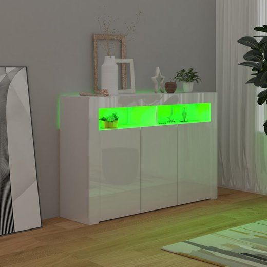 Sideboard mit LED-Leuchten Hochglanz-Wei 115,5x30x75 cm