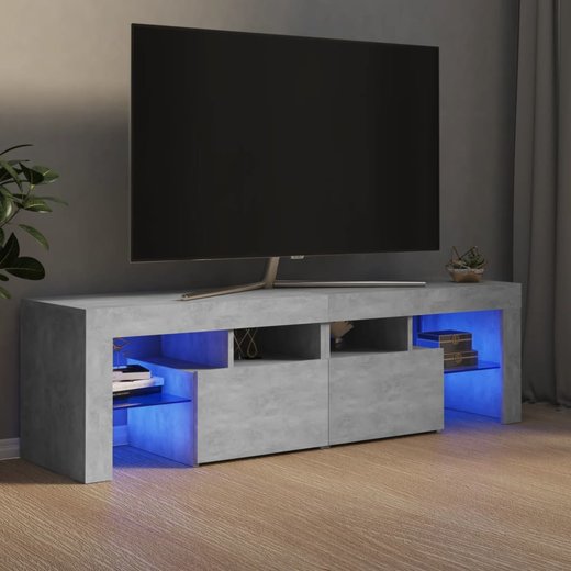 TV-Schrank mit LED-Leuchten Betongrau 140x35x40 cm