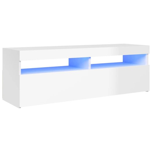 TV-Schrank mit LED-Leuchten Hochglanz-Wei 120x35x40 cm