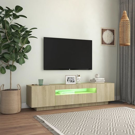 TV-Schrank mit LED-Leuchten Sonoma-Eiche 160x35x40 cm