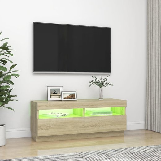 TV-Schrank mit LED-Leuchten Sonoma-Eiche 100x35x40 cm