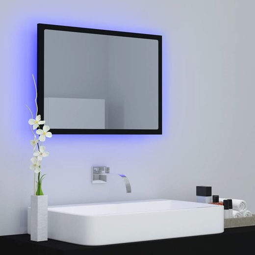 LED-Badspiegel Schwarz 60x8,5x37 cm Spanplatte