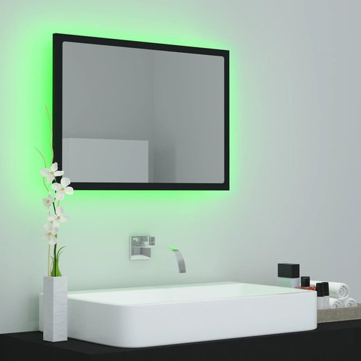 LED-Badspiegel Schwarz 60x8,5x37 cm Spanplatte