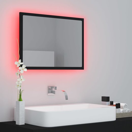 LED-Badspiegel Schwarz 60x8,5x37 cm Spanplatte