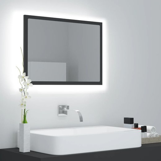 LED-Badspiegel Grau 60x8,5x37 cm Spanplatte