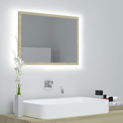 LED-Badspiegel Sonoma-Eiche 60x8,5x37 cm Spanplatte