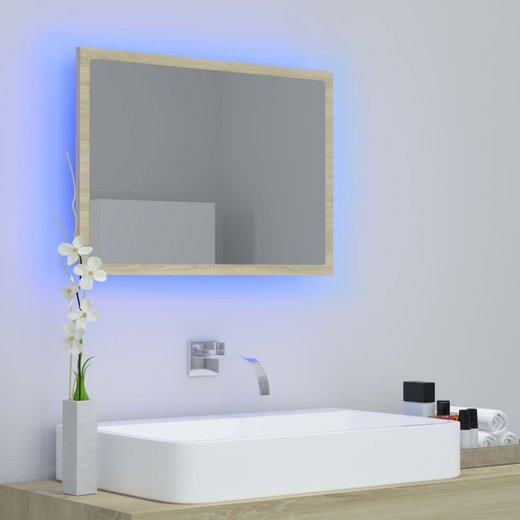 LED-Badspiegel Sonoma-Eiche 60x8,5x37 cm Spanplatte
