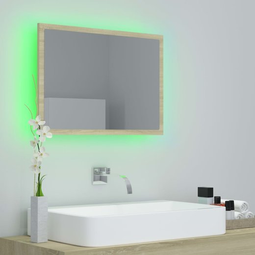 LED-Badspiegel Sonoma-Eiche 60x8,5x37 cm Spanplatte