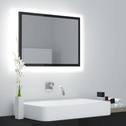 LED-Badspiegel Hochglanz-Grau 60x8,5x37 cm Spanplatte