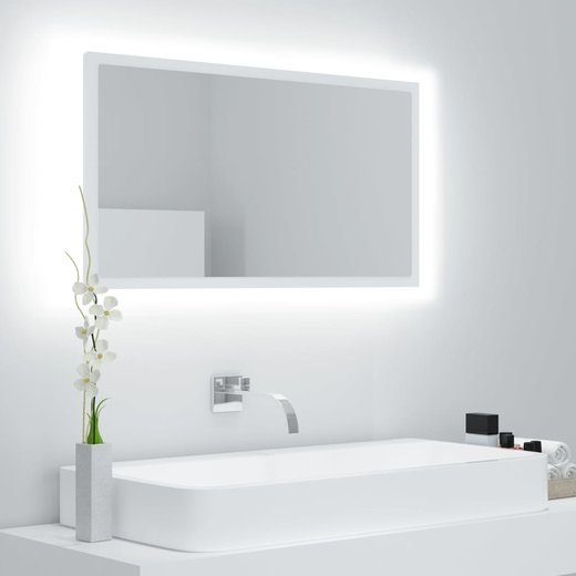 LED-Badspiegel Weiß 80x8,5x37 cm Spanplatte