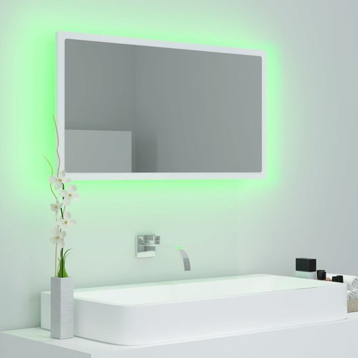 LED-Badspiegel Weiß 80x8,5x37 cm Spanplatte