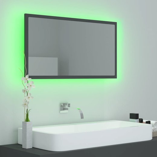 LED-Badspiegel Grau 80x8,5x37 cm Spanplatte