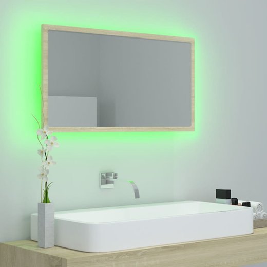 LED-Badspiegel Sonoma-Eiche 80x8,5x37 cm Spanplatte
