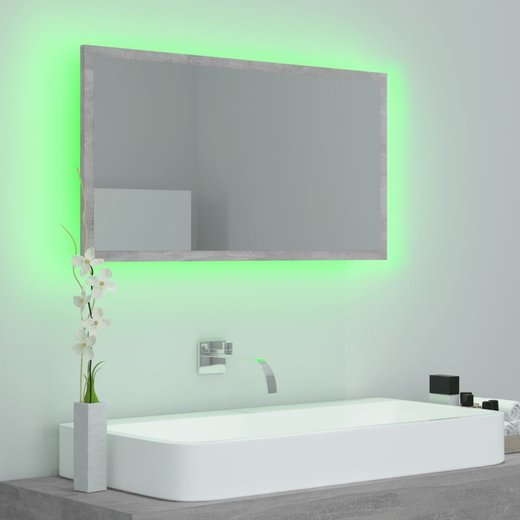 LED-Badspiegel Betongrau 80x8,5x37 cm Spanplatte