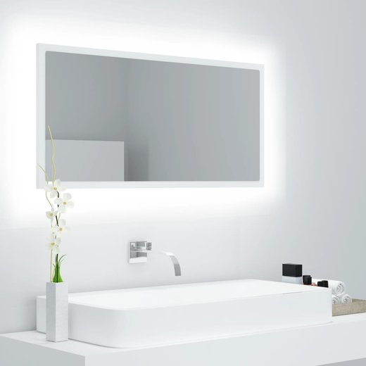 LED-Badspiegel Wei 90x8,5x37 cm Spanplatte