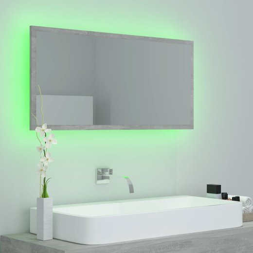 LED-Badspiegel Betongrau 90x8,5x37 cm Spanplatte