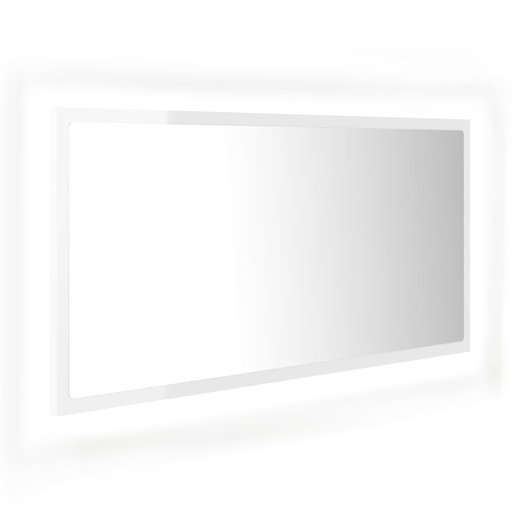 LED-Badspiegel Hochglanz-Weiß 90x8,5x37 cm Spanplatte