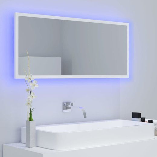 LED-Badspiegel Wei 100x8,5x37 cm Spanplatte
