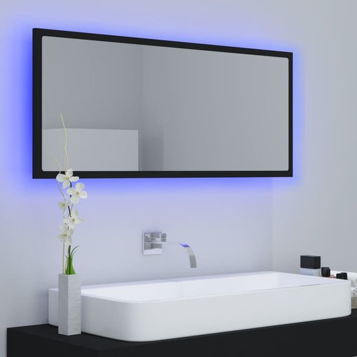 LED-Badspiegel Schwarz 100x8,5x37 cm Spanplatte