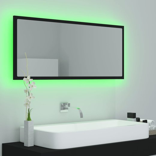 LED-Badspiegel Schwarz 100x8,5x37 cm Spanplatte