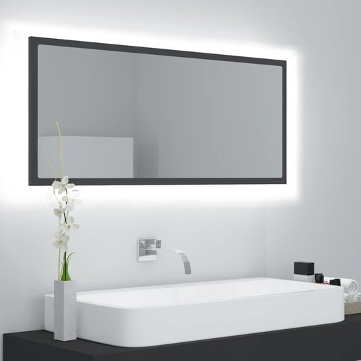 LED-Badspiegel Grau 100x8,5x37 cm Spanplatte