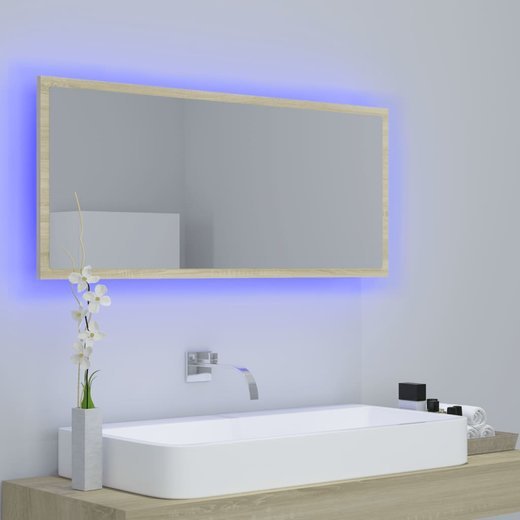 LED-Badspiegel Sonoma-Eiche 100x8,5x37 cm Spanplatte