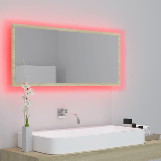 LED-Badspiegel Sonoma-Eiche 100x8,5x37 cm Spanplatte
