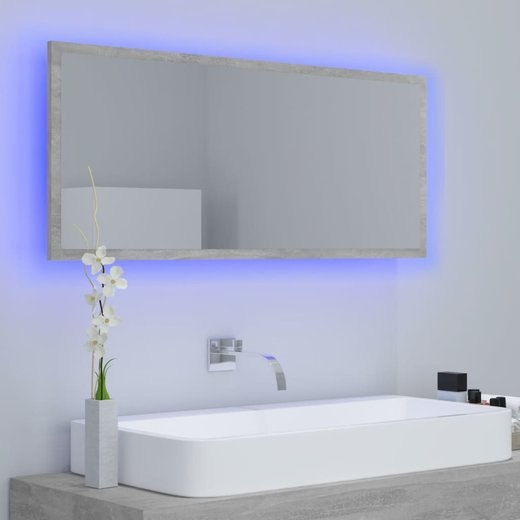 LED-Badspiegel Betongrau 100x8,5x37 cm Spanplatte