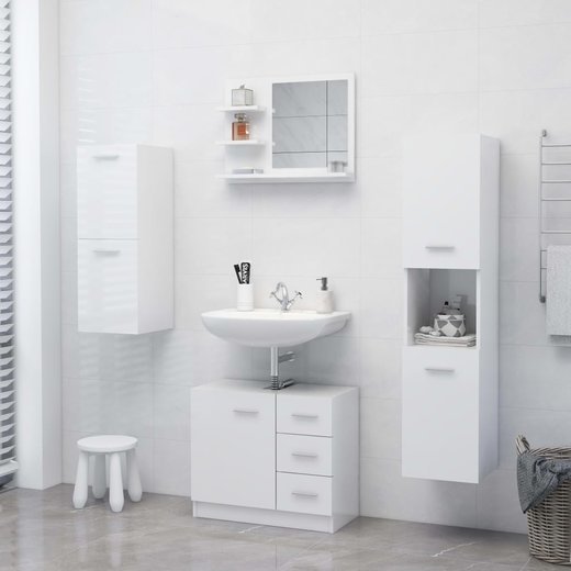 Badspiegel Hochglanz-Weiß 60x10,5x45 cm Spanplatte