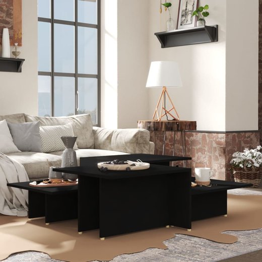 Couchtische 2 Stk. Schwarz 111,5x50x33 cm Spanplatte