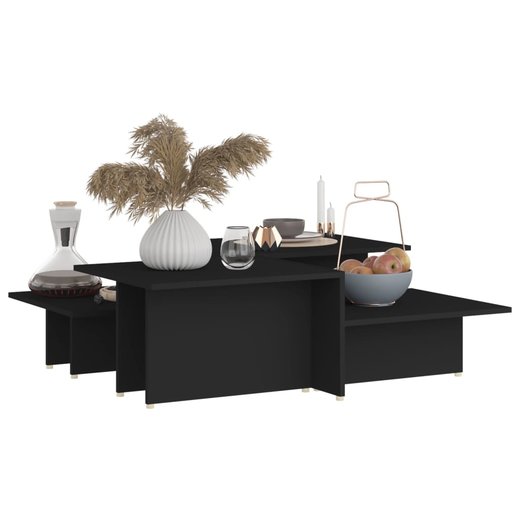 Couchtische 2 Stk. Schwarz 111,5x50x33 cm Spanplatte