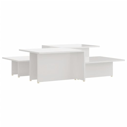 Couchtische 2 Stk. Hochglanz-Wei 111,5x50x33 cm Spanplatte