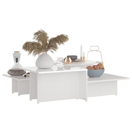 Couchtische 2 Stk. Hochglanz-Wei 111,5x50x33 cm Spanplatte