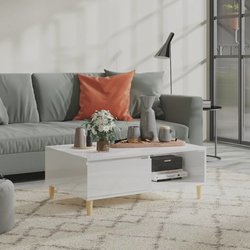 Couchtisch Hochglanz-Wei 90x60x35 cm Spanplatte