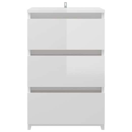 Nachttische 2 Stk. Hochglanz-Wei 40x35x62,5 cm Spanplatte