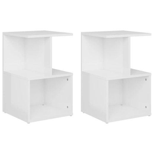 Nachttische 2 Stk. Hochglanz-Wei 35x35x55 cm Spanplatte