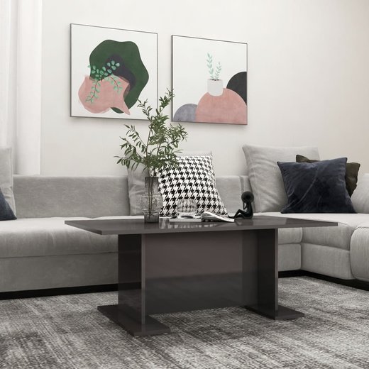Couchtisch Hochglanz-Grau 103,5x60x40 cm Spanplatte