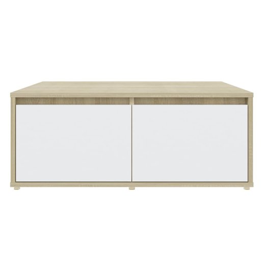 Couchtisch Wei und Sonoma-Eiche 80x80x31 cm Spanplatte