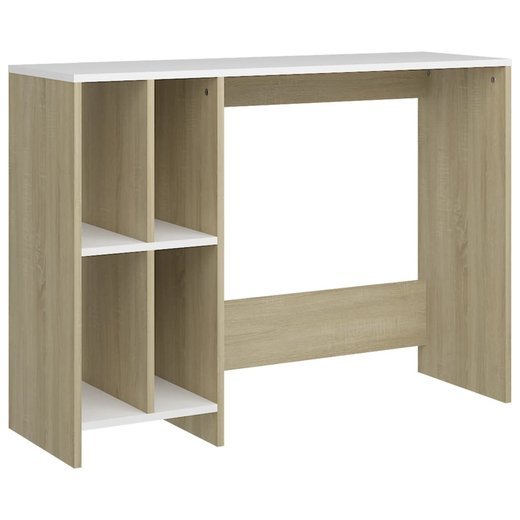 Computertisch Wei und Sonoma-Eiche 102,5x35x75 cm Spanplatte