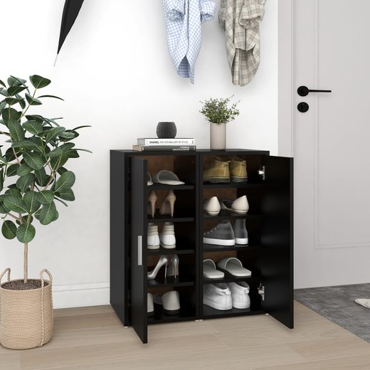 Schuhschrnke 2 Stk. Schwarz 32x35x70 cm Spanplatte