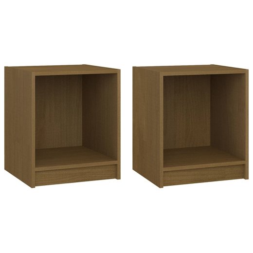 Nachttische 2 Stk. Honigbraun 35,5x33,5x41,5 cm Massivholz Kiefer