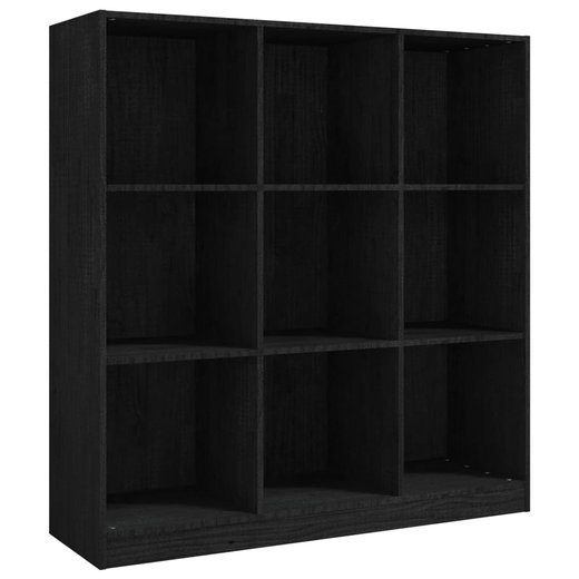 Bcherregal/Raumteiler Schwarz 104x33,5x110cm Massivholz Kiefer