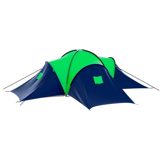 Campingzelt 9 Personen Stoff Blau/Grn