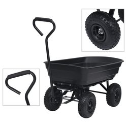 Garten-Kippwagen 300 kg 75 L Schwarz