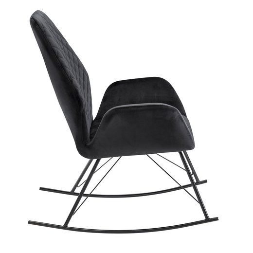 Schaukelstuhl Schwarz 73x94x84 cm Design Relaxsessel Samt / Metall | Schwingsessel mit Gestell | Polster Relaxstuhl Schaukelsessel | Moderner Schwingstuhl Sessel