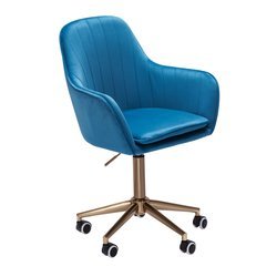 Schreibtischstuhl Samt Blau | Design Drehstuhl mit Lehne...
