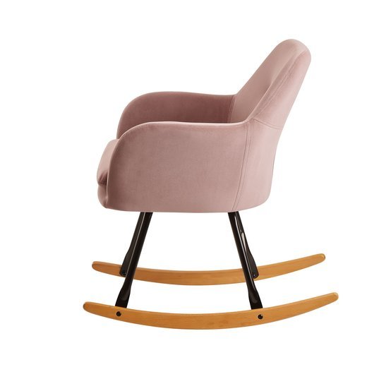 Schaukelstuhl Rosa 71x76x70cm Design Relaxsessel Samt / Holz | Schwingsessel mit Gestell | Polster Relaxstuhl Schaukelsessel | Moderner Schwingstuhl Sessel