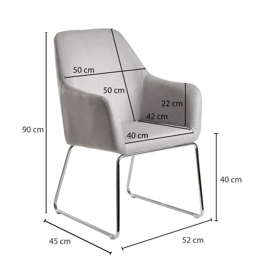 Esszimmerstuhl Hellgrau Stoff / Metall Kchenstuhl mit silbernen Beinen | Design Schalenstuhl Polsterstuhl Esszimmer | Stuhl Gepolstert