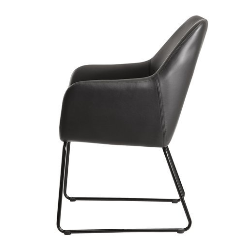 Esszimmerstuhl Schwarz Kunstleder / Metall Küchenstuhl mit schwarzen Beinen | Design Schalenstuhl Polsterstuhl Esszimmer | Stuhl Gepolstert